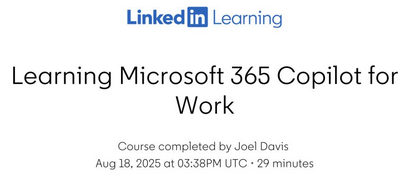 Learning Microsoft 365 Copilot for Work badge